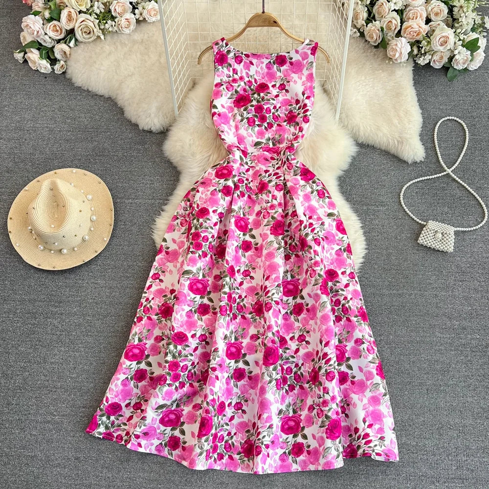 Modern Casual Clothing 2024 Stock Women Manufacturers Clothes Wholesale Vintage Elegant Lady Floral American Long Evening Casual Dresses