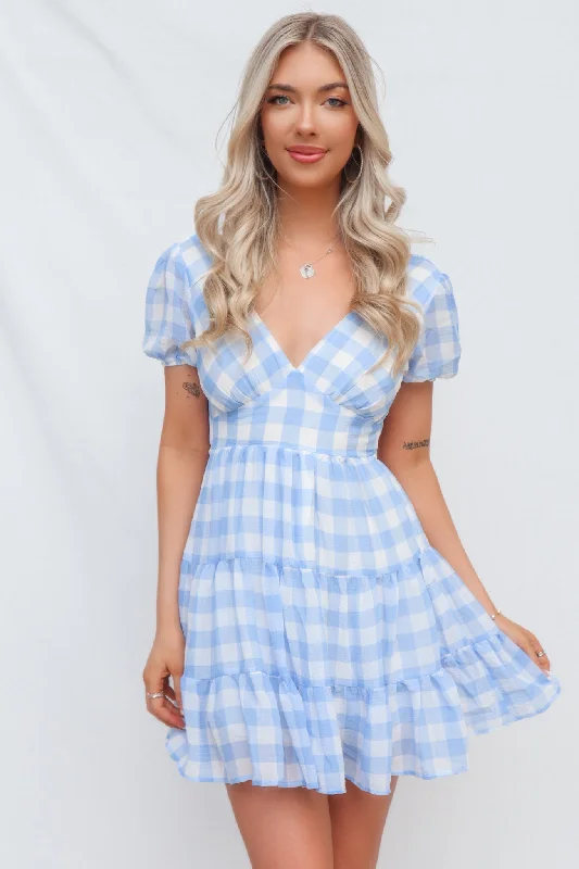 Special Offer Alice Mini Dress - Blue Gingham