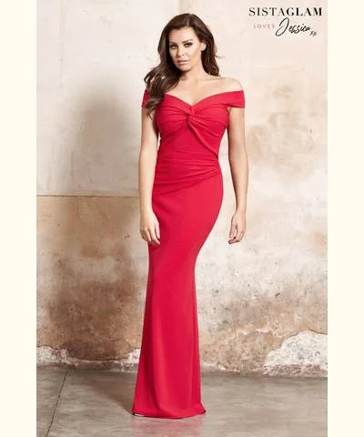 Hot Deals Red Bardot Maxi Dress