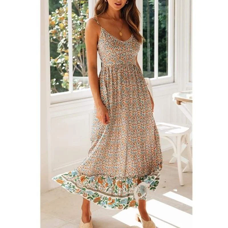 Huge Discounts This Week FashionSierra - Women's Sling Floral Long Dresses