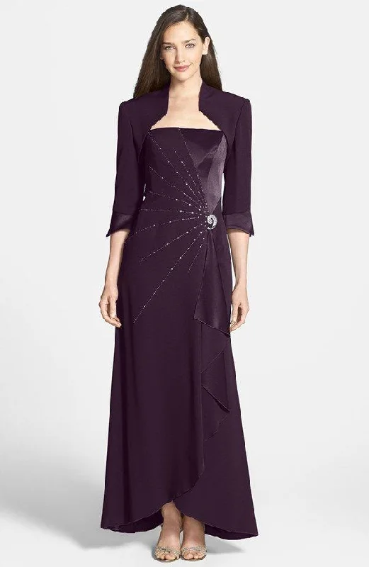 Trend Driven Wardrobe Alexander by Daymor - 2006 Brooch Accent Sleeveless Long Gown with Bolero