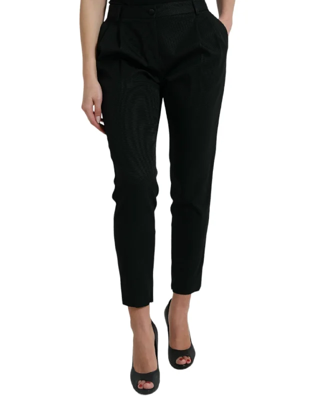 Holiday Glam Dolce & Gabbana Elegant High-Waist Tape Cropped Women's Pants