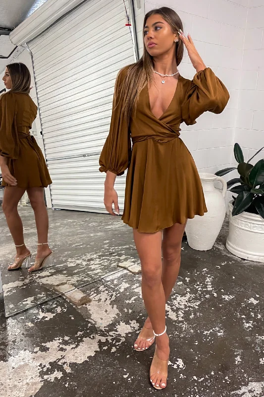 Sophisticated Outfits Karma Mini Dress - Brown