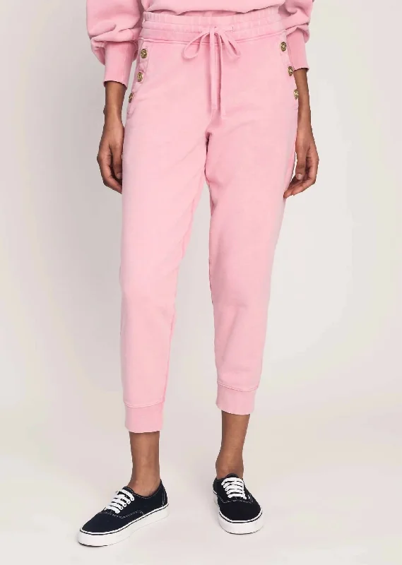 Trend Setting Wardrobe Jax Sweatpant With Sailor Buttons In Pink Lady