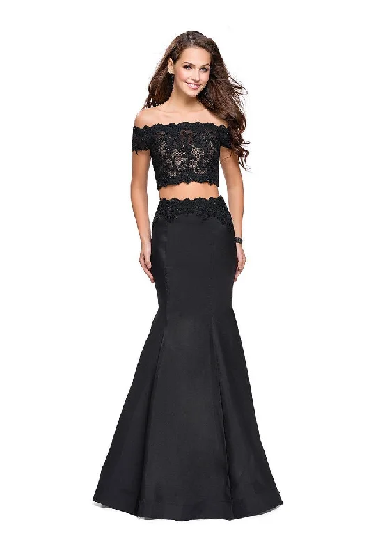 Winter Wardrobe Clearance La Femme - 25583 Two Piece Off-Shoulder Mikado Gown