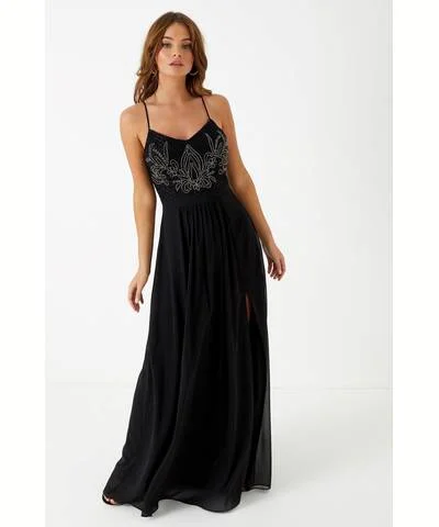 Seasonal Picks Embellished Maxi Dress Black