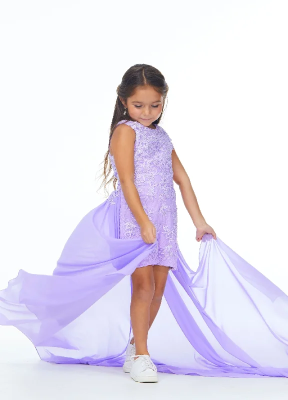 Imeless Style Ashley Lauren Kids 8055 size 12 Lilac Kids Lace Applique Romper with Detachable Overskirt Pageant Wear