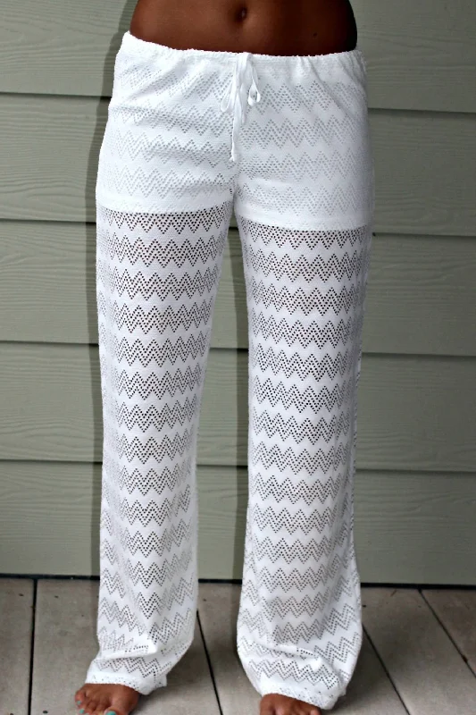 Summer Deals Chevron Knit Pants In White