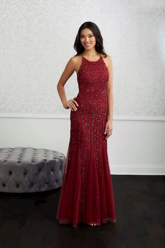 New Arrival Discounts Adrianna Papell Platinum - 40226 Long Lace Up Back Trumpet Gown