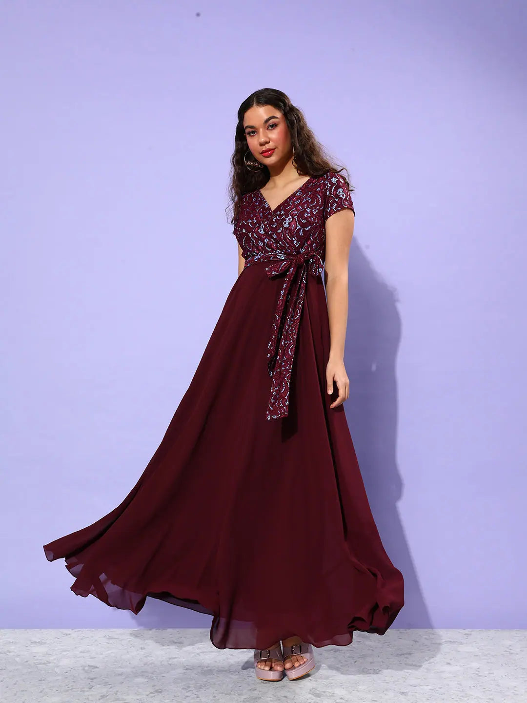 Cool Prices Drowning In The Night Lace Overlaid Maxi Dress Wine