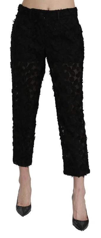 Sophisticated Outfits Dolce & Gabbana Elegant Straight Cropped Lace Women's Trousers