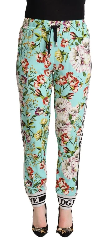 Relaxed Style Dolce & Gabbana Floral Viscose Jogger Pants in Women's