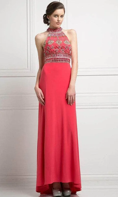 Effortless Chic Apparel Ladivine 971 - High Halter Embellished Column Gown