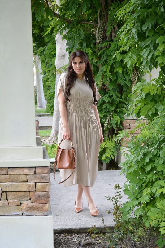 Crazy Discounts, Hurry Up Maeve Taupe Midi Dress