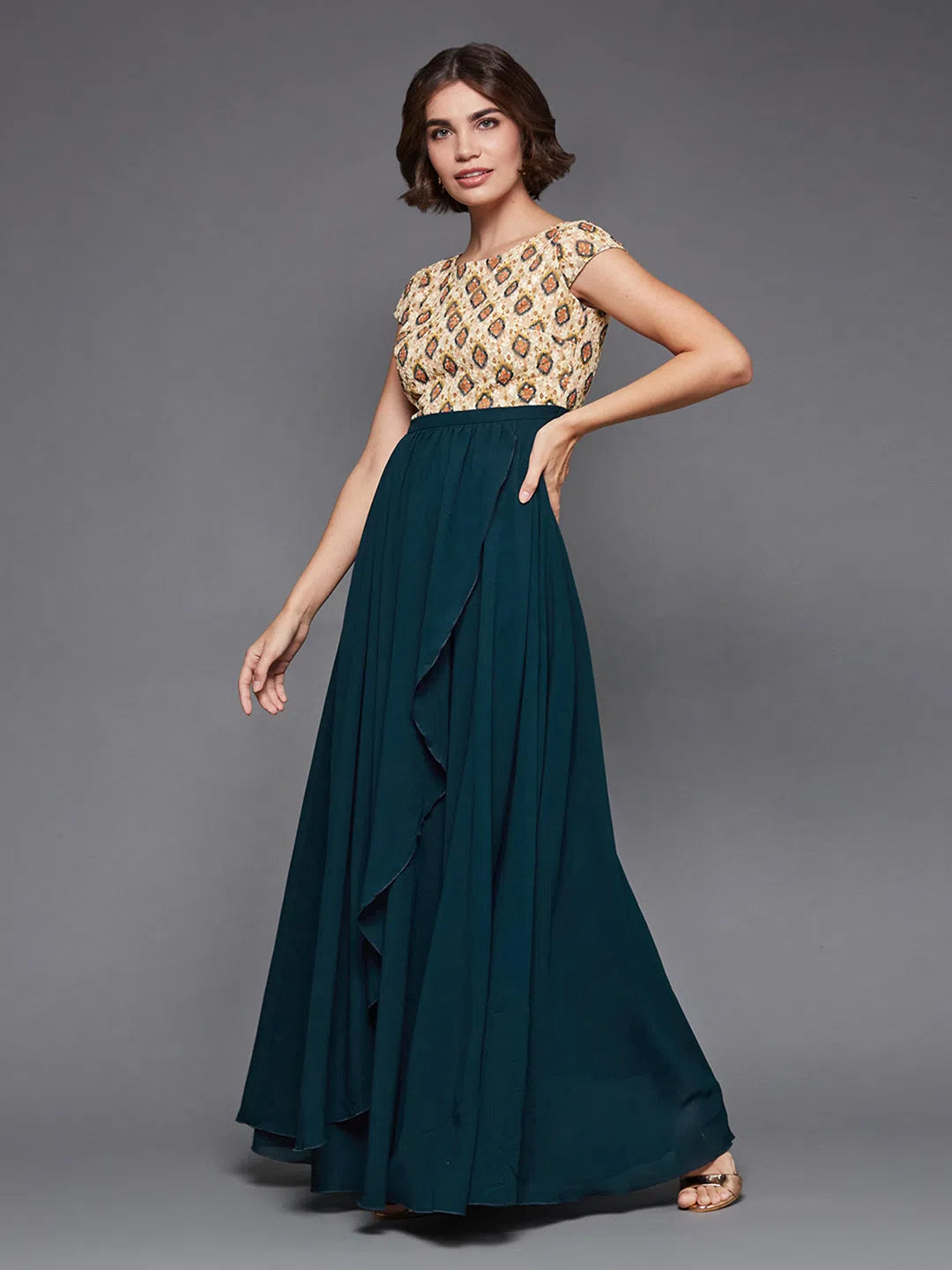 Chic Style You So Contagious Layered Maxi Dress Multicolored-Base-Teal