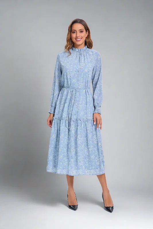 Hot Picks Blue Blossom Tiered Midi Dress