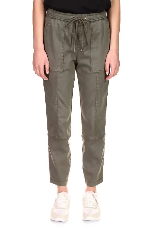 High End Designer Brands Discount Cross Country Pull On Straight Leg Pants In Hiker Green