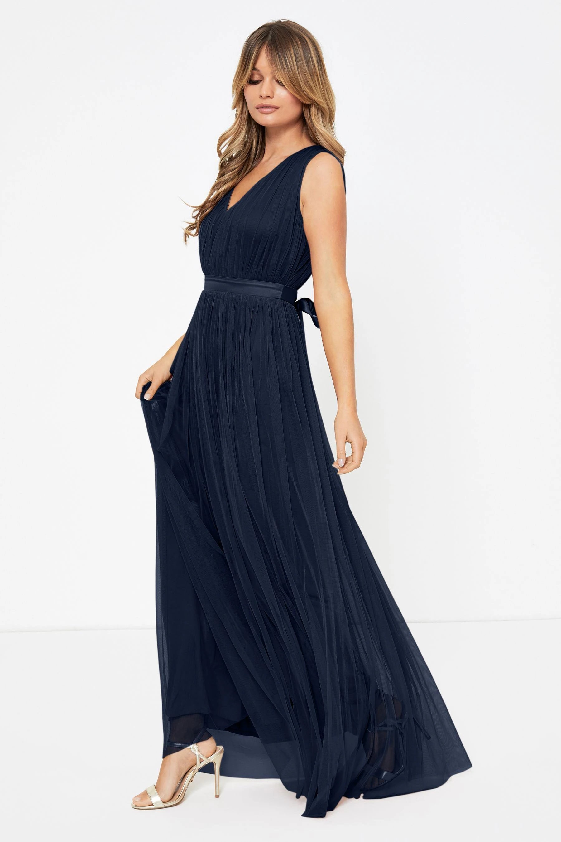 New Arrivals Navy Tulle Maxi Dress