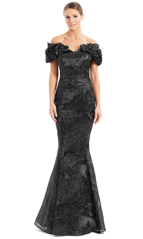 Chic Trend Collection Alexander by Daymor 1650 - Ruffled Sleeve Metallic Evening Gown