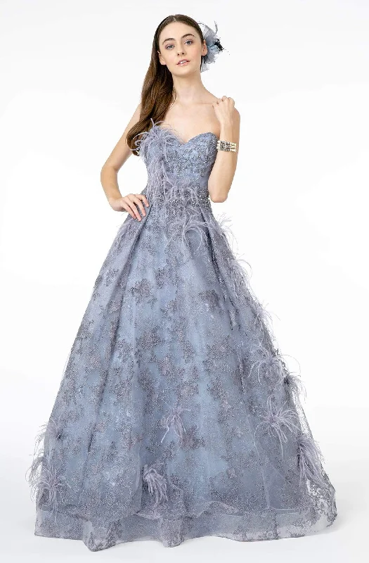 Style Revolution GLS by Gloria - GL1834 Feather Embellished Strapless Ballgown