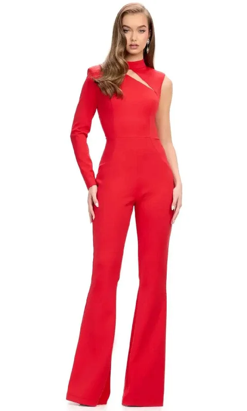 Best Boutiques Online Ashley Lauren 11764 - Fitted One-Shoulder Knit Jumpsuit