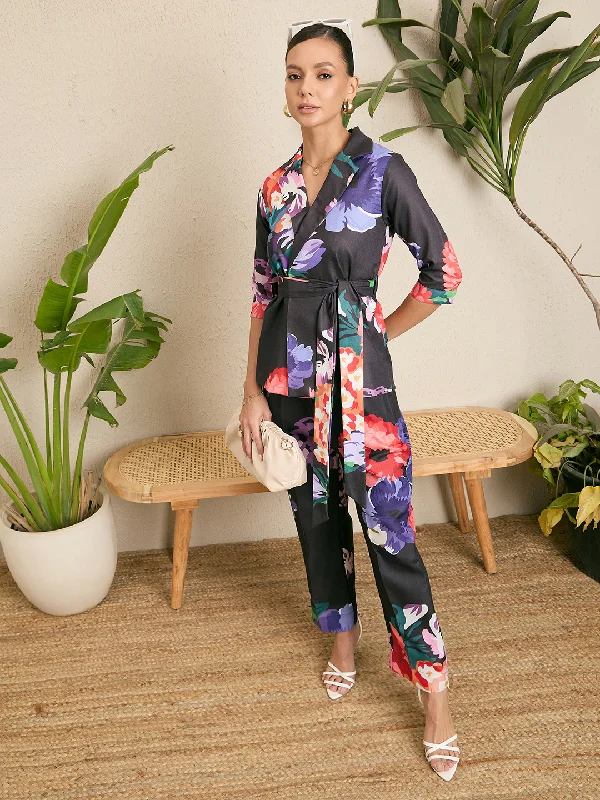 Clothes Sales Printed Linen 2 Piece Jacket and Pants Set