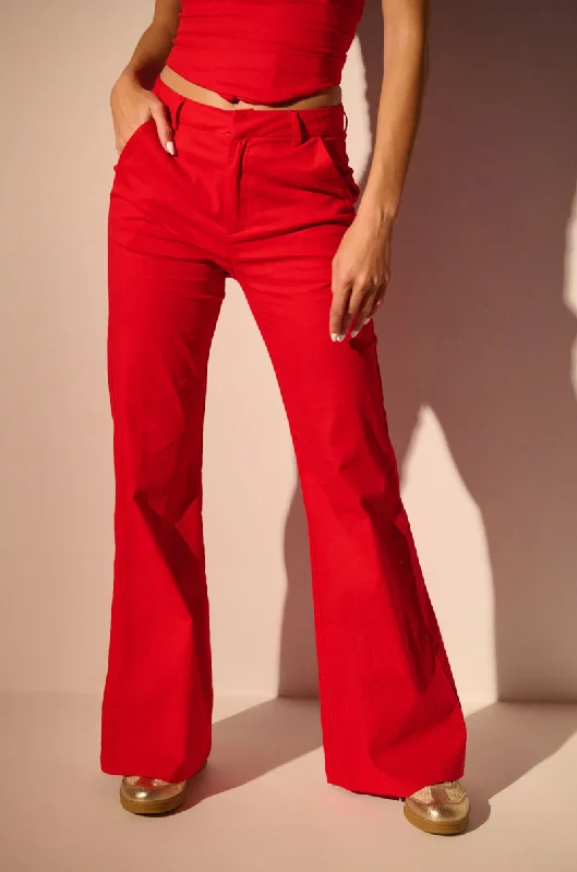 Wardrobe Refresh STRETCH LINEN RED TROUSER