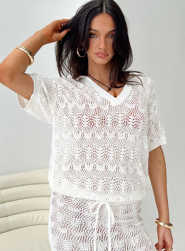 Trend Driven Wardrobe Vacation Knit Top White