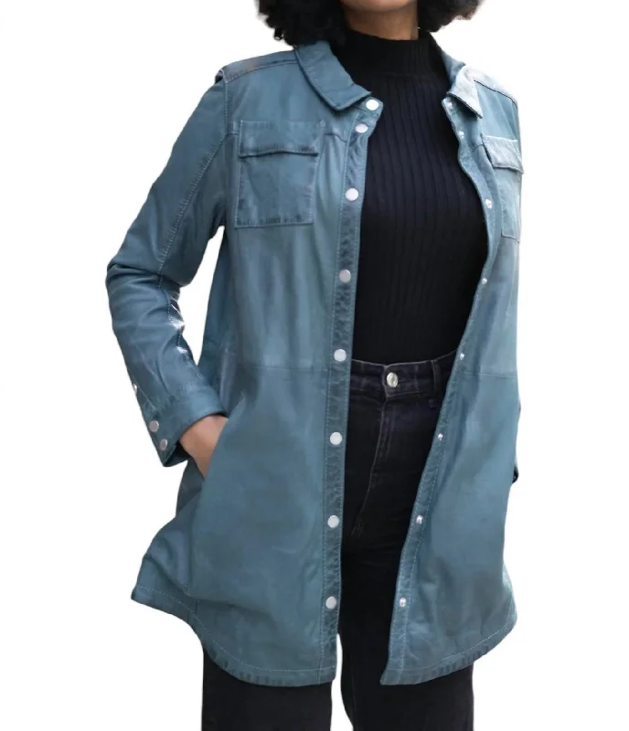 Chic And Trendy Mahi Leather Jacket In Teal