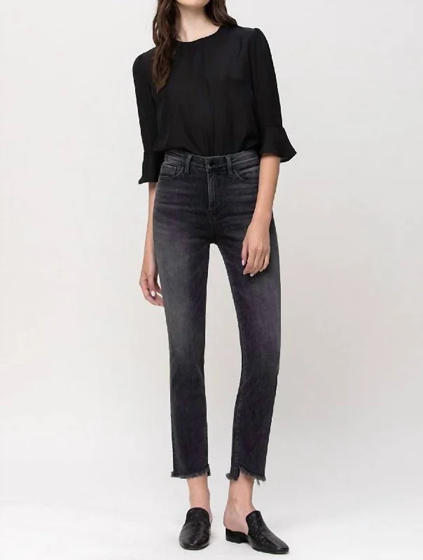 Festival Fashion Kenny High Rise Straight Jean In Washed Black