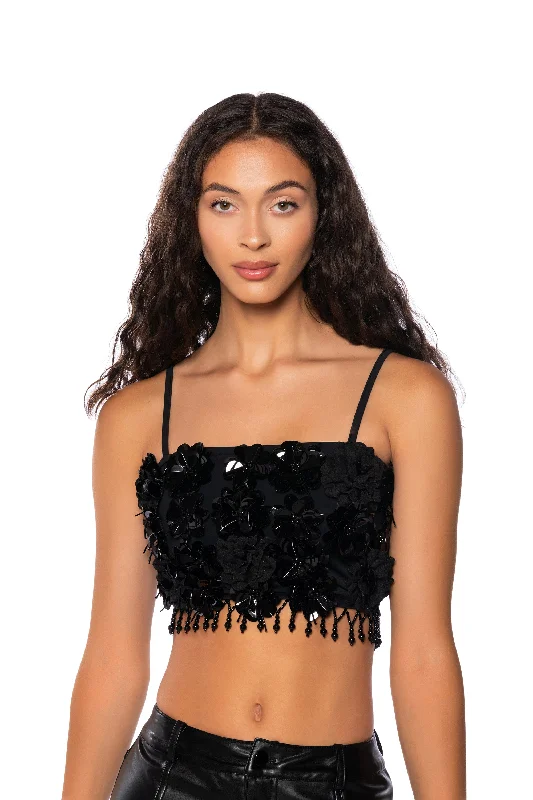 Seasonal Picks THE LUXE LIFE SEQUIN FLOWERS CROP TOP