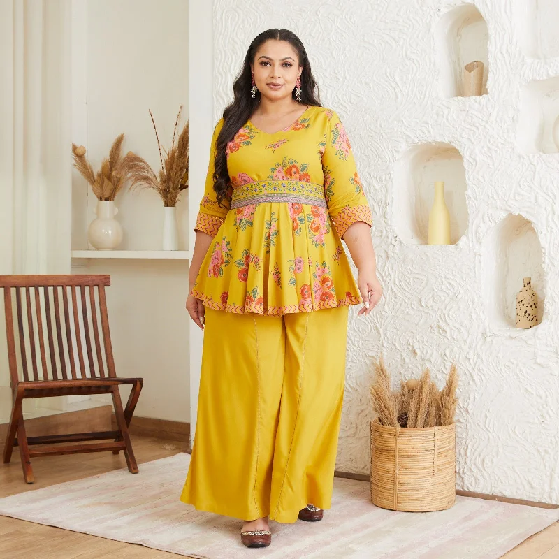 Elegant Style Inaayat Mustard Sharara Set - SOM