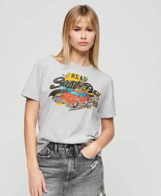 Colorful Clothing La Vl Graphic Relaxed Tee | Flake Grey Marle