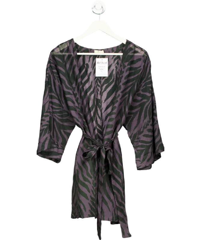 Style Versatile Women's Collection Alicia Swim Grey Cotton Silk Blend Kimono Cover Up One Size