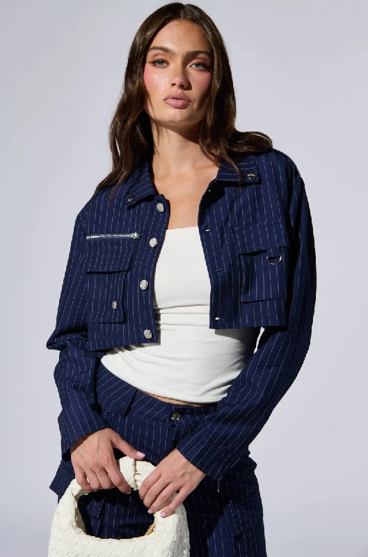 Elegant Fashion RAYE PINSTRIPE CARGO BLAZER