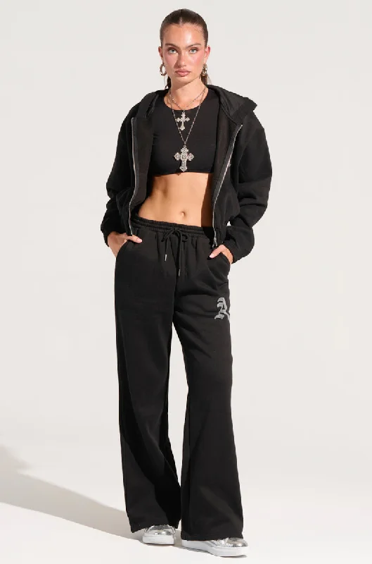 Buy More, Save More DEXTRA WIDE LEG SWEATPANT WITH RHINESTONE DETAIL