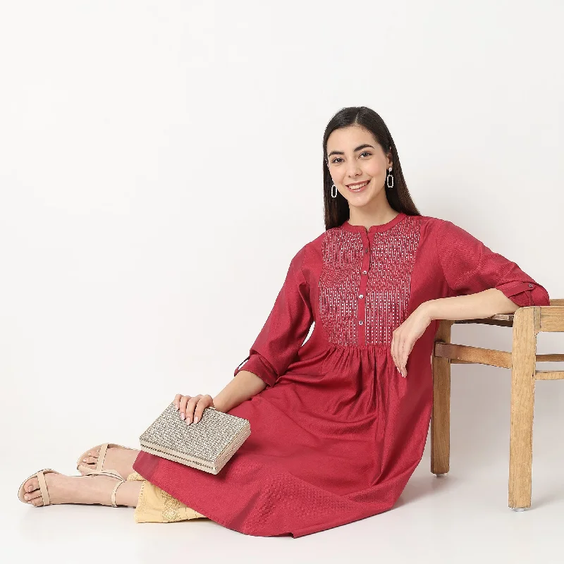 Catch Every Fashion Trend Flare Fit Embellished Kurta