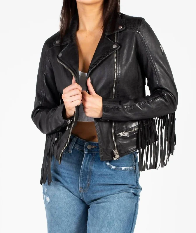 Clearance Sale, All Cheap Zoe Leather Fringe Jacket In Black