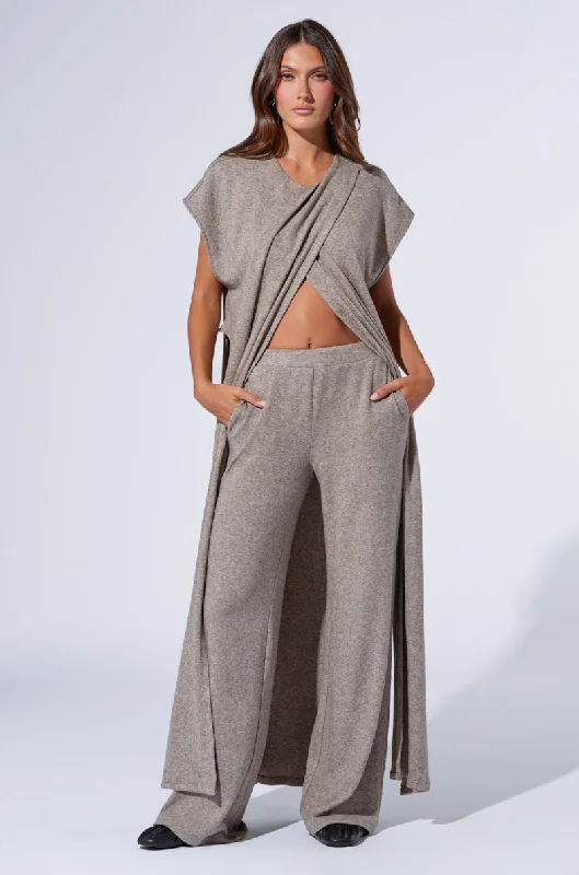 Seasonal Sale VIBE OUT FLARE LEG KNIT PANT IN GREY