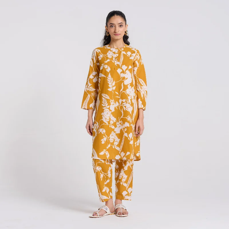 Exclusive Sale Yellow Floral Pure Cotton Co-ord Set