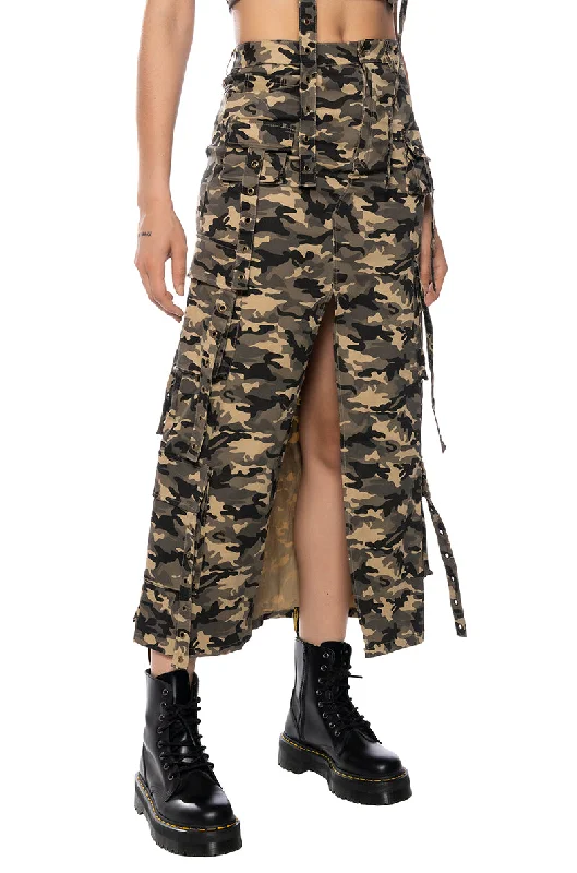 Stylish Women’s Clothes for Work and Play TAYLOR CAMO CARGO MAXI SKIRT