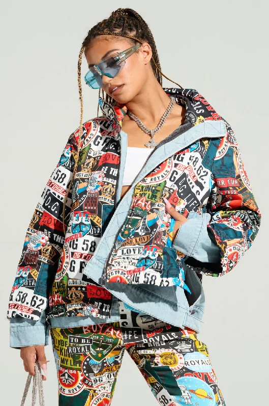 Big Discounts RED LIGHT LAYERED GRAPHIC BOMBER