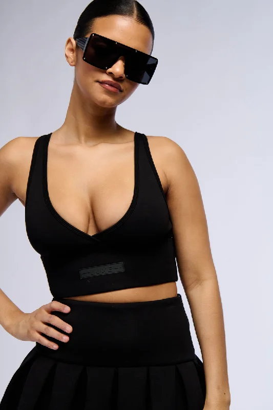 Seasonal Fashion PAXTON SUPER LUXE SLEEVELESS LONGLINE BRALETTE TOP IN BLACK