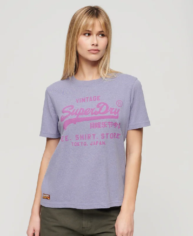 Casual Fashion Vintage Logo Heritage Relaxed T-Shirt | Violet Marle