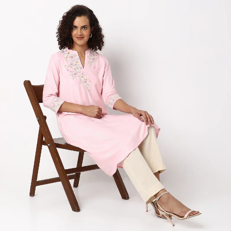 Exclusive Designer Collection Flare Fit Embroidered Kurta