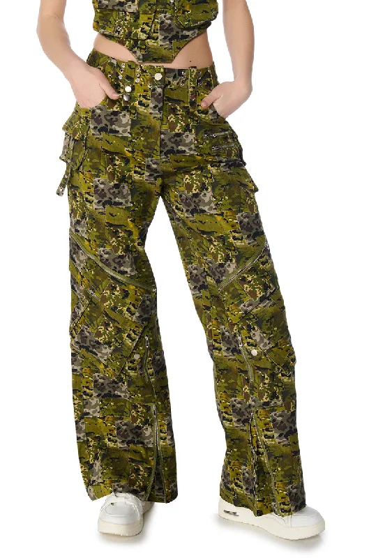 Sale Clothes Online OUT OF SIGHT CARGO CAMO WIDE LEG PANT