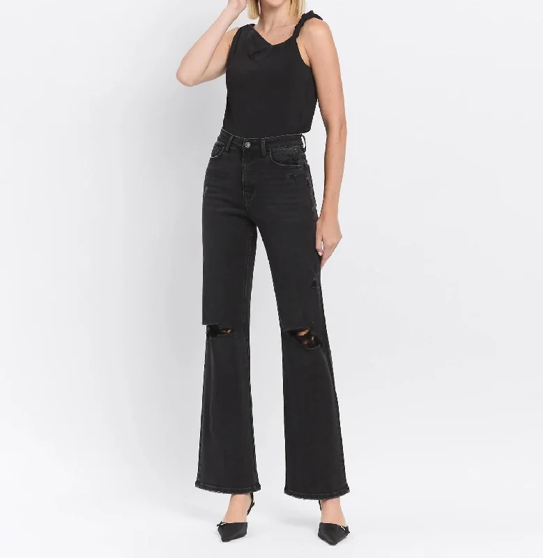 Women Online Clothing Boutiques High Rise Flare Jean In Black