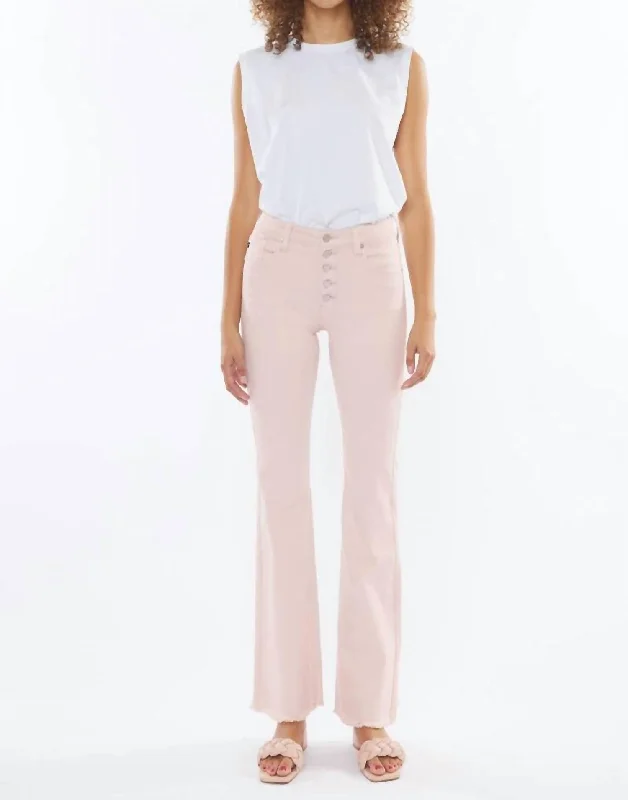 Everyday Fashion High Rise Flare Jean In Pink