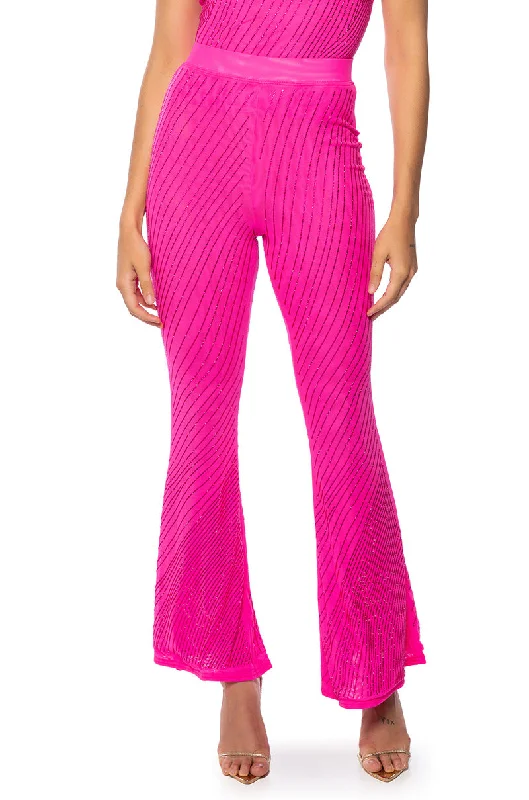 Exclusive Discounts CUFF IT EMBELLISHED MESH FLARE LEG TROUSER