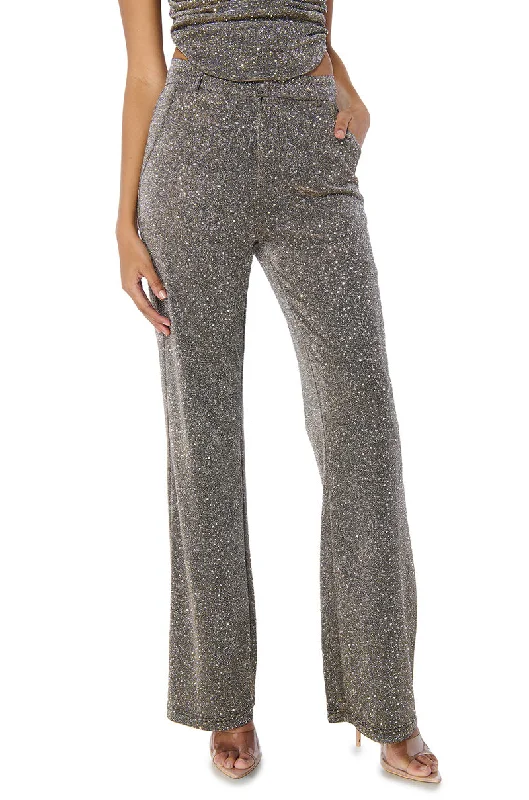 Evening Elegance SHOW OFF SEASON EMBELLISHED TROUSER IN CHARCOAL SILVER